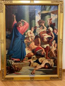 Vertreibung der Händler aus dem Tempel: Schule des 20. Jahrhunderts (H. Pedella), Öl auf Leinwand 128x165 cm